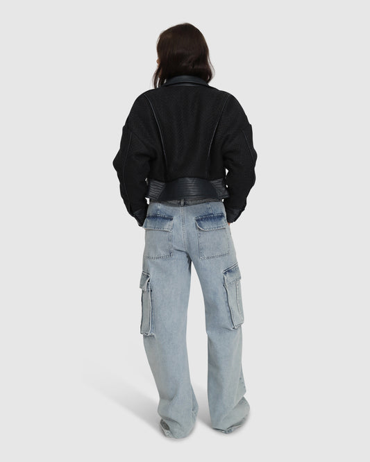 Mad Love Cropped Bomber - Navy