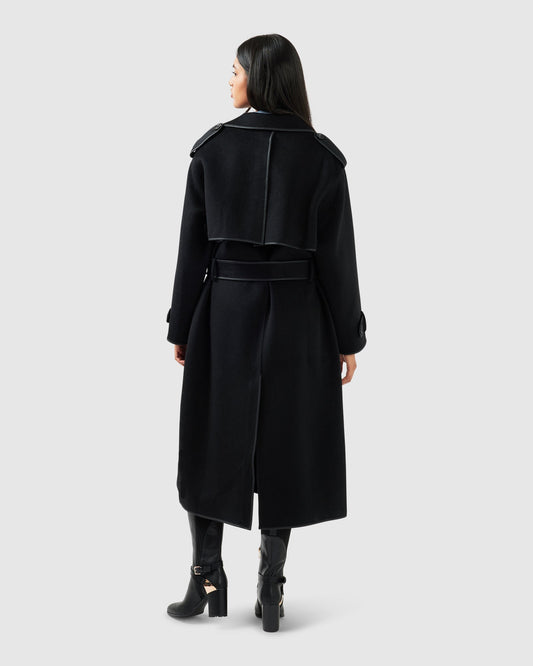 Million Reasons Wool Blend Belted Coat - Black