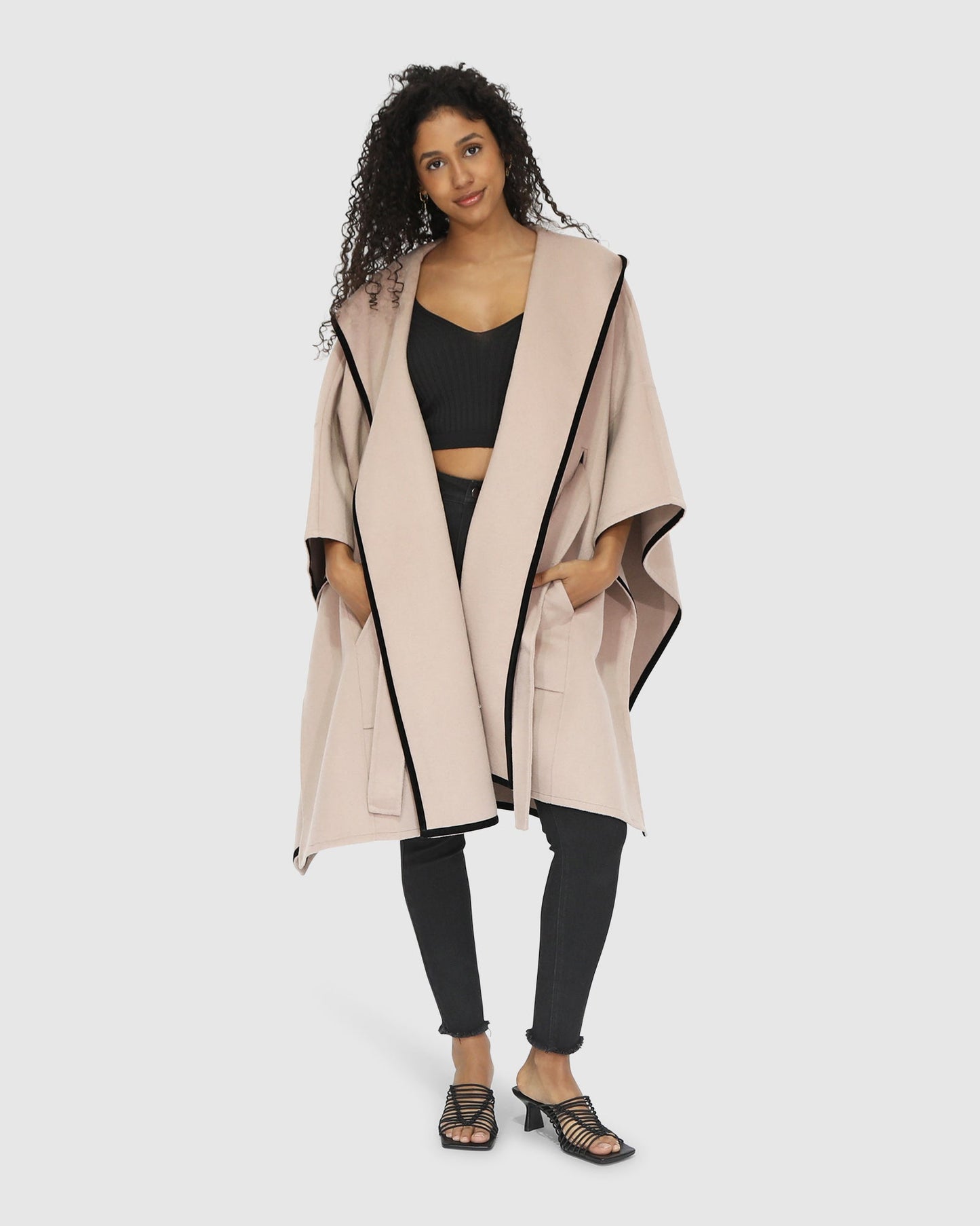 Need You Now Wool Blend Hooded Cape - Sand