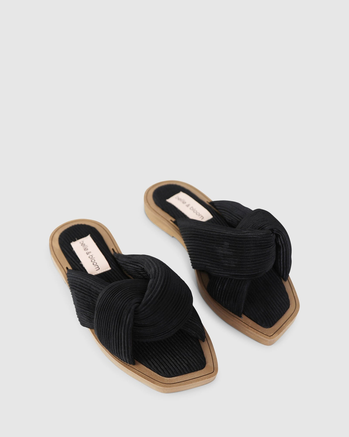 Black Oblivion Slides with pleated detailing - alternate view