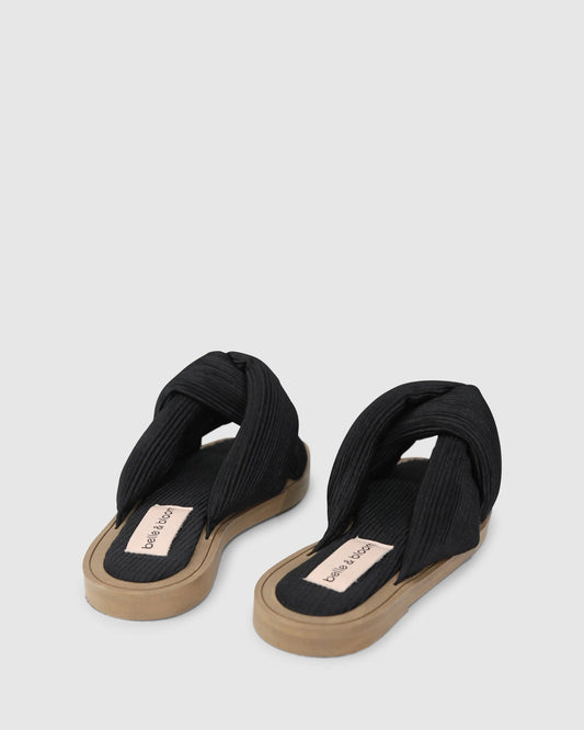 Black Oblivion Slides with square toe silhouette - alternate view
