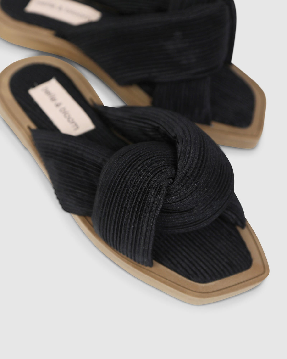 Black Oblivion Slides with square toe silhouette - alternate view