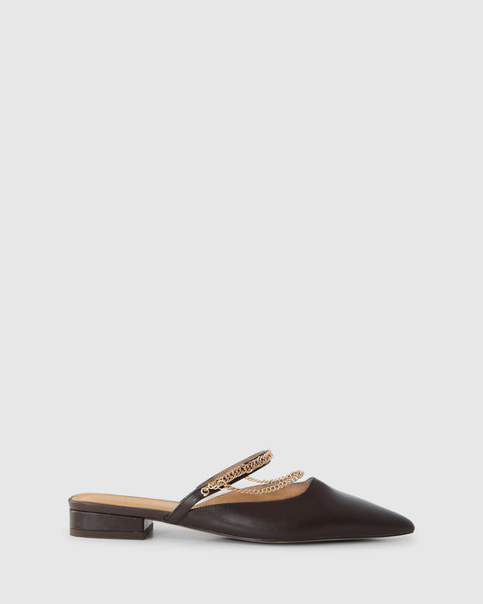 On The Go Leather Flat - Chocolate