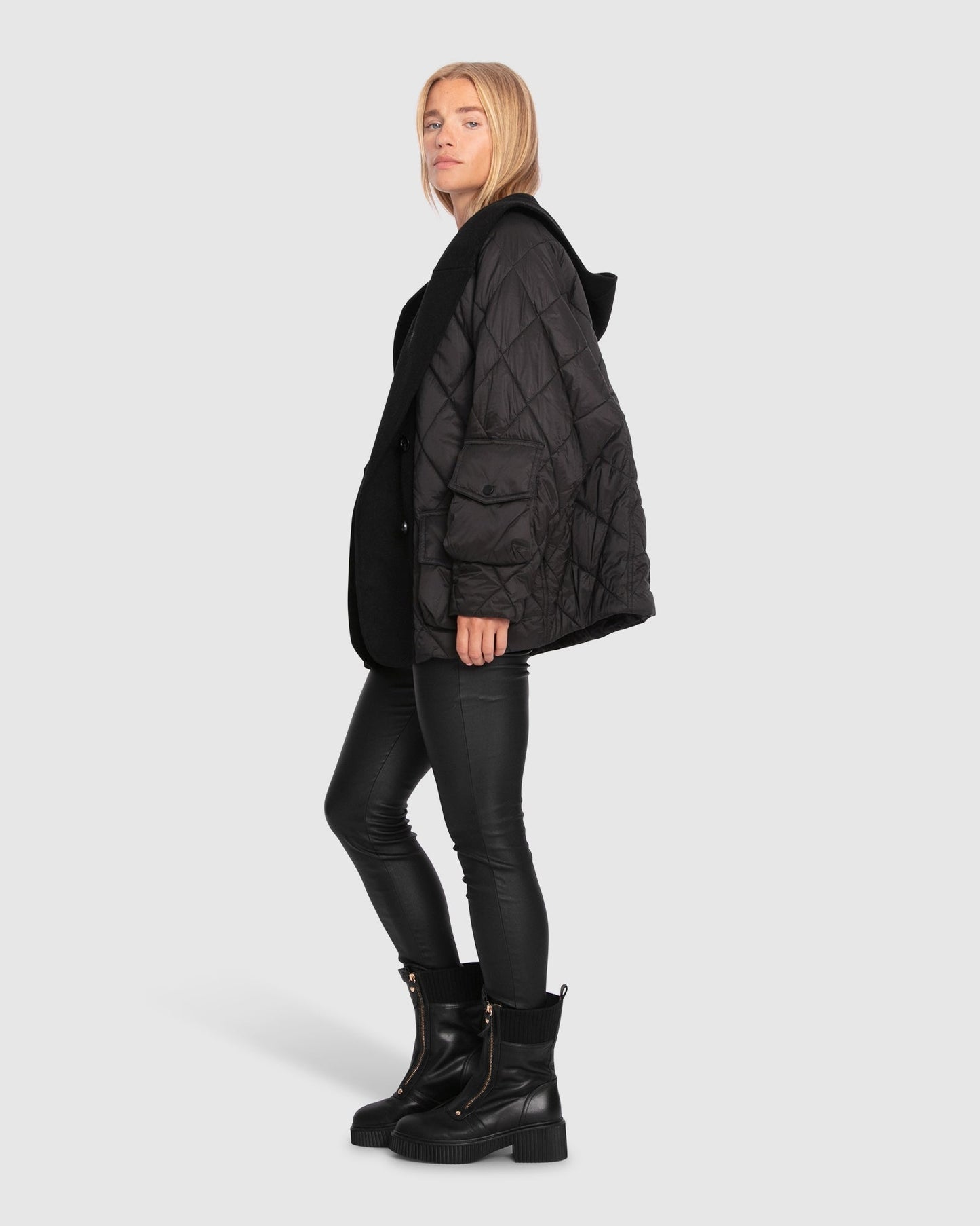 Only You Quilted Utility Jacket - Black