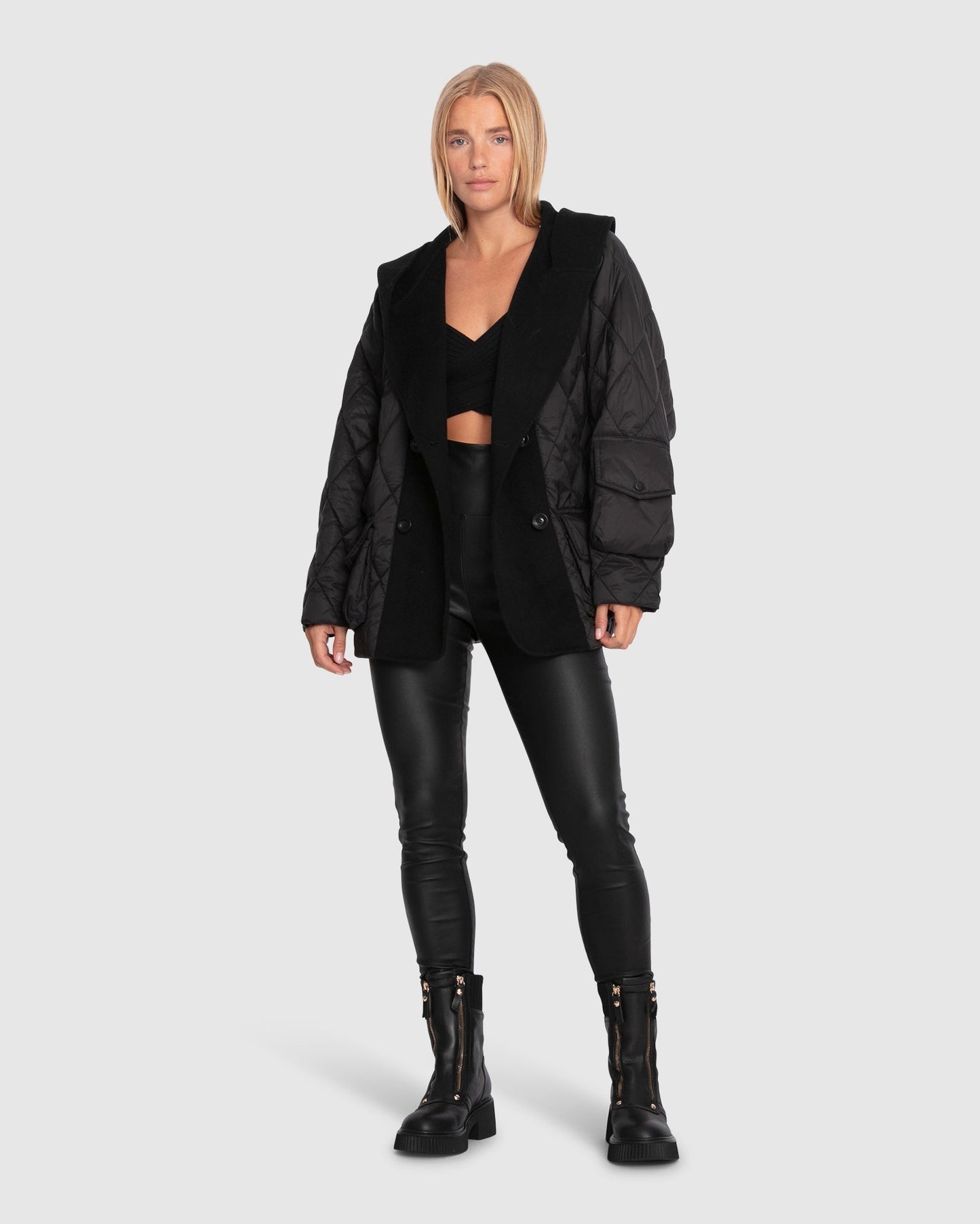 Only You Quilted Utility Jacket - Black