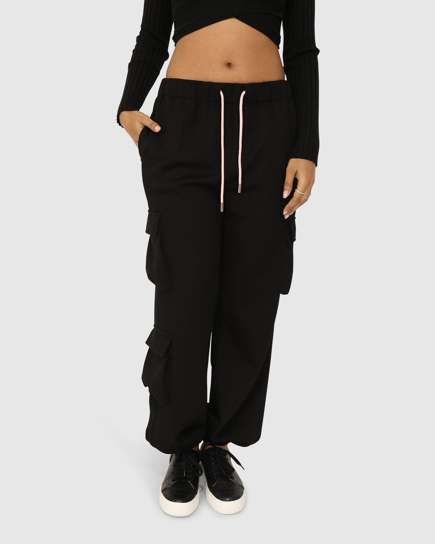 Perfect Match Cargo Trackpants - Black