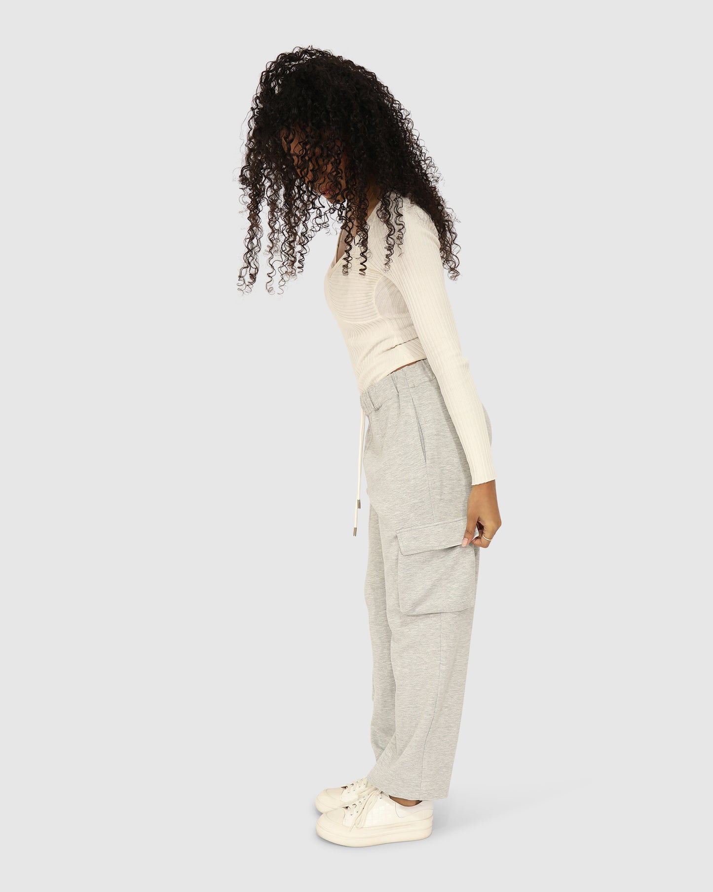 Perfect Match Cargo Trackpants - Grey Marle