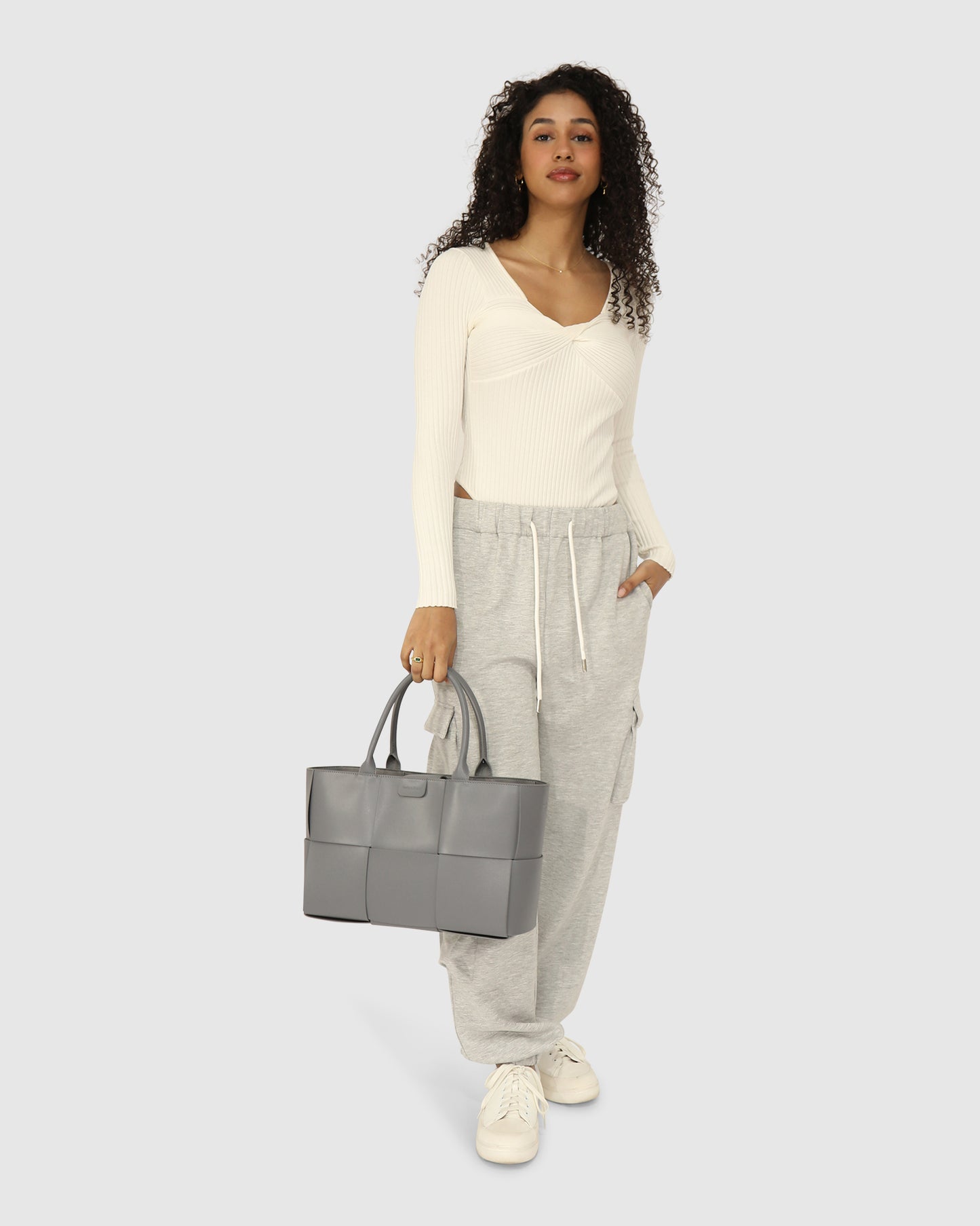 Perfect Match Cargo Trackpants - Grey Marle