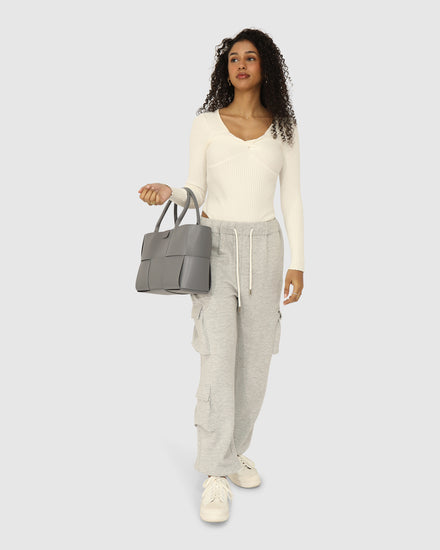 Perfect Match Cargo Trackpants - Grey Marle