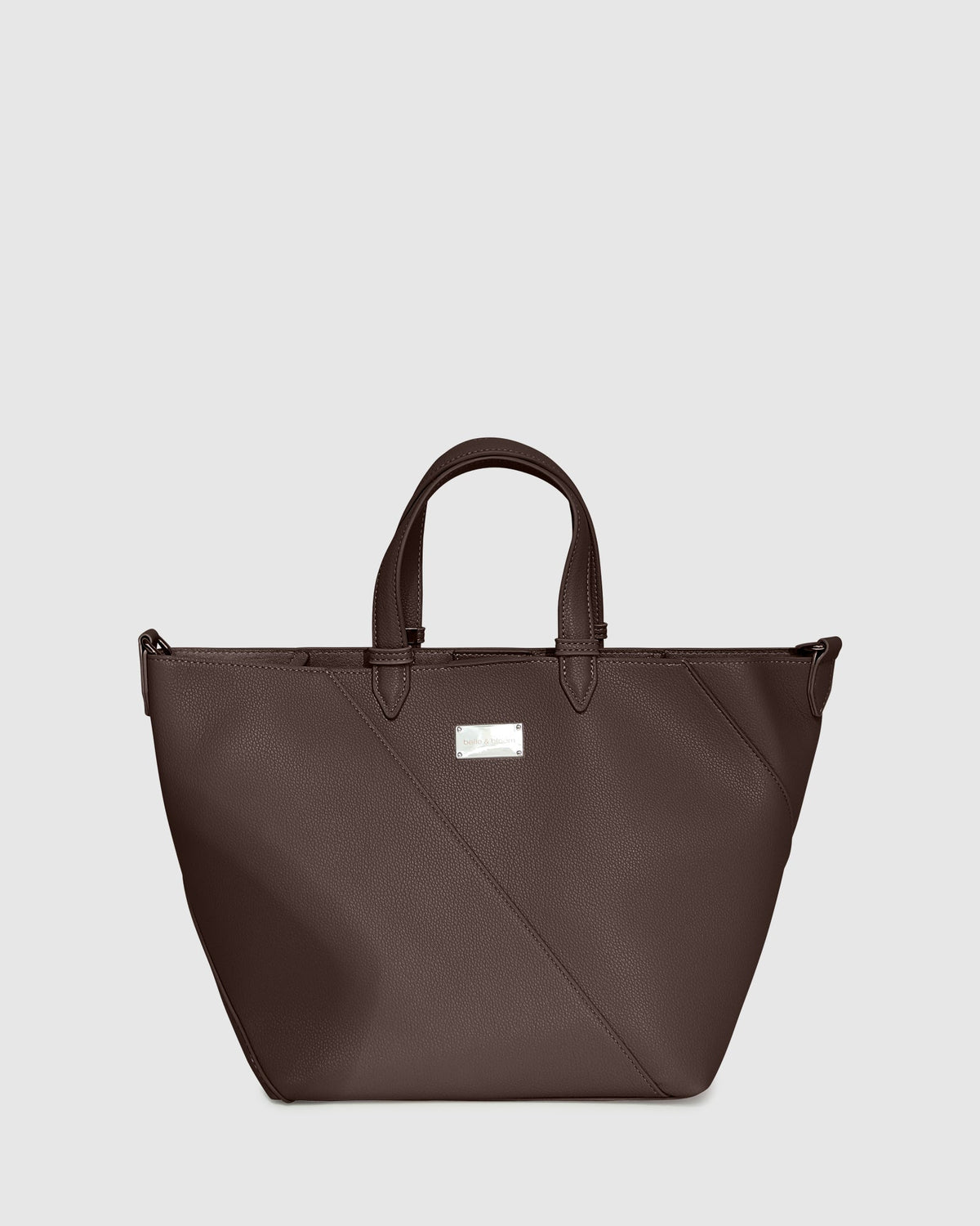 Chocolate Port Classic PU Bag with adjustable straps and top handle - front view