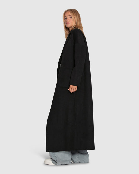 Publisher Double Breasted Wool Blend Maxi Coat - Black