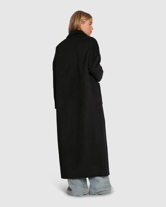 Publisher Double Breasted Wool Blend Maxi Coat - Black