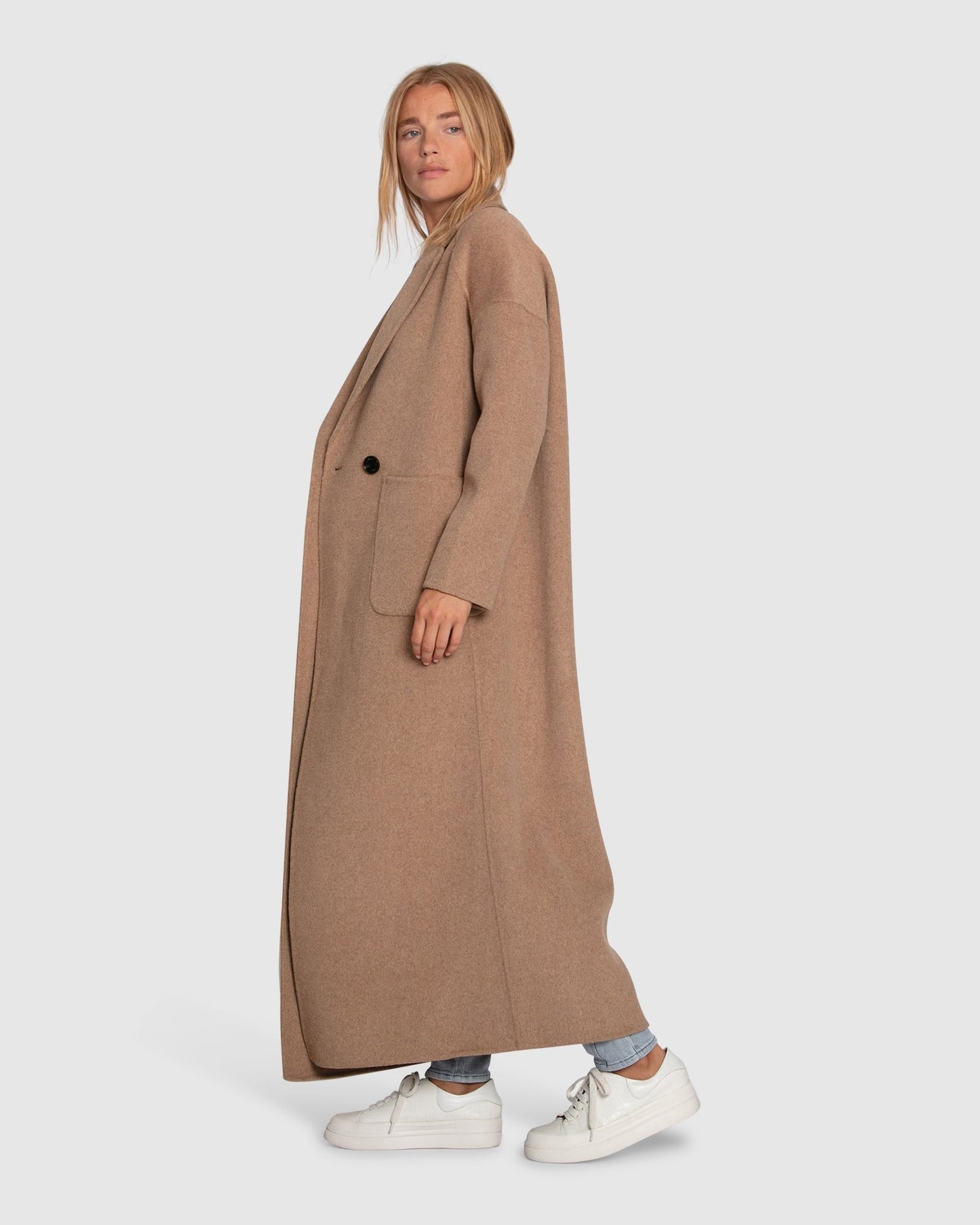 Publisher Double-Breasted Wool Blend Maxi Coat - Oat