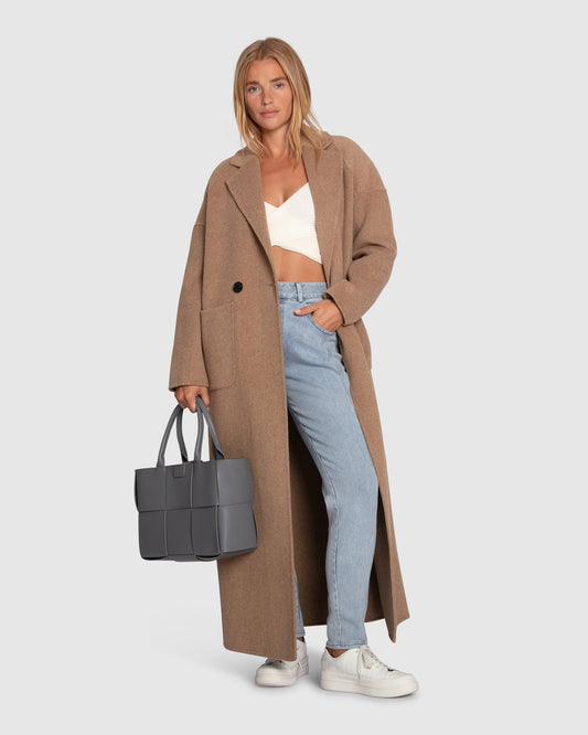 Publisher Double-Breasted Wool Blend Maxi Coat - Oat