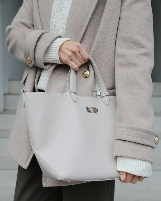 Milk Tea Port Classic PU Bag with adjustable straps and top handle - front view