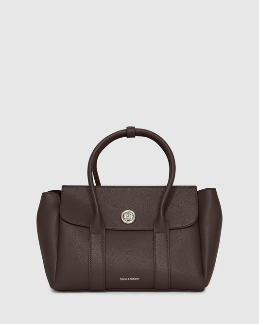 Chocolate The Regent PU Bag with adjustable straps and top handle - front view