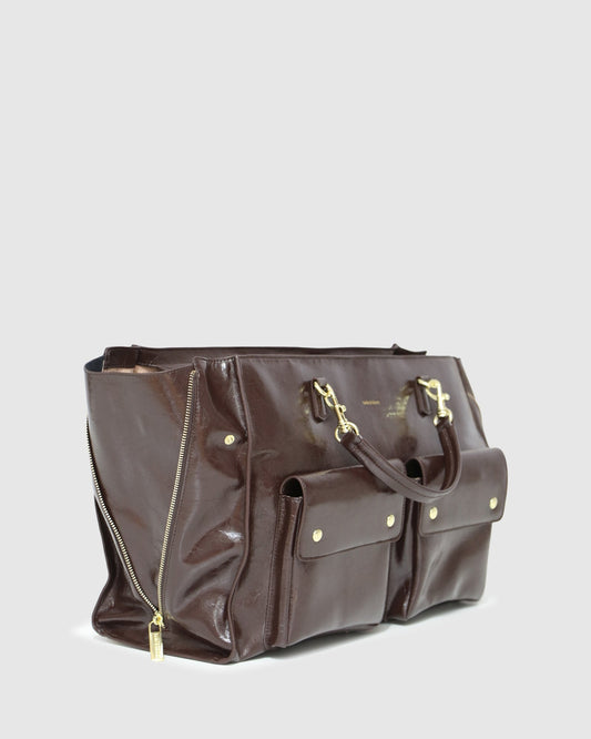 Chocolate Reflections Leather Shoulder Bag with two inner sleeve pockets - alternate view