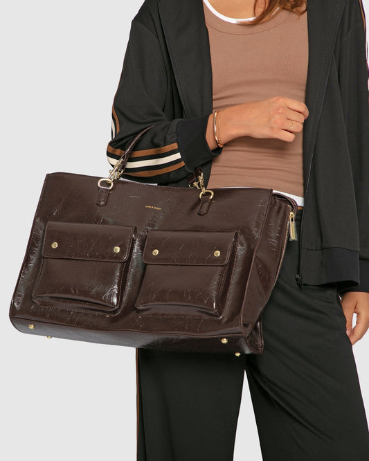 Chocolate Reflections Leather Shoulder Bag with 1x inner zip pocket - alternate view