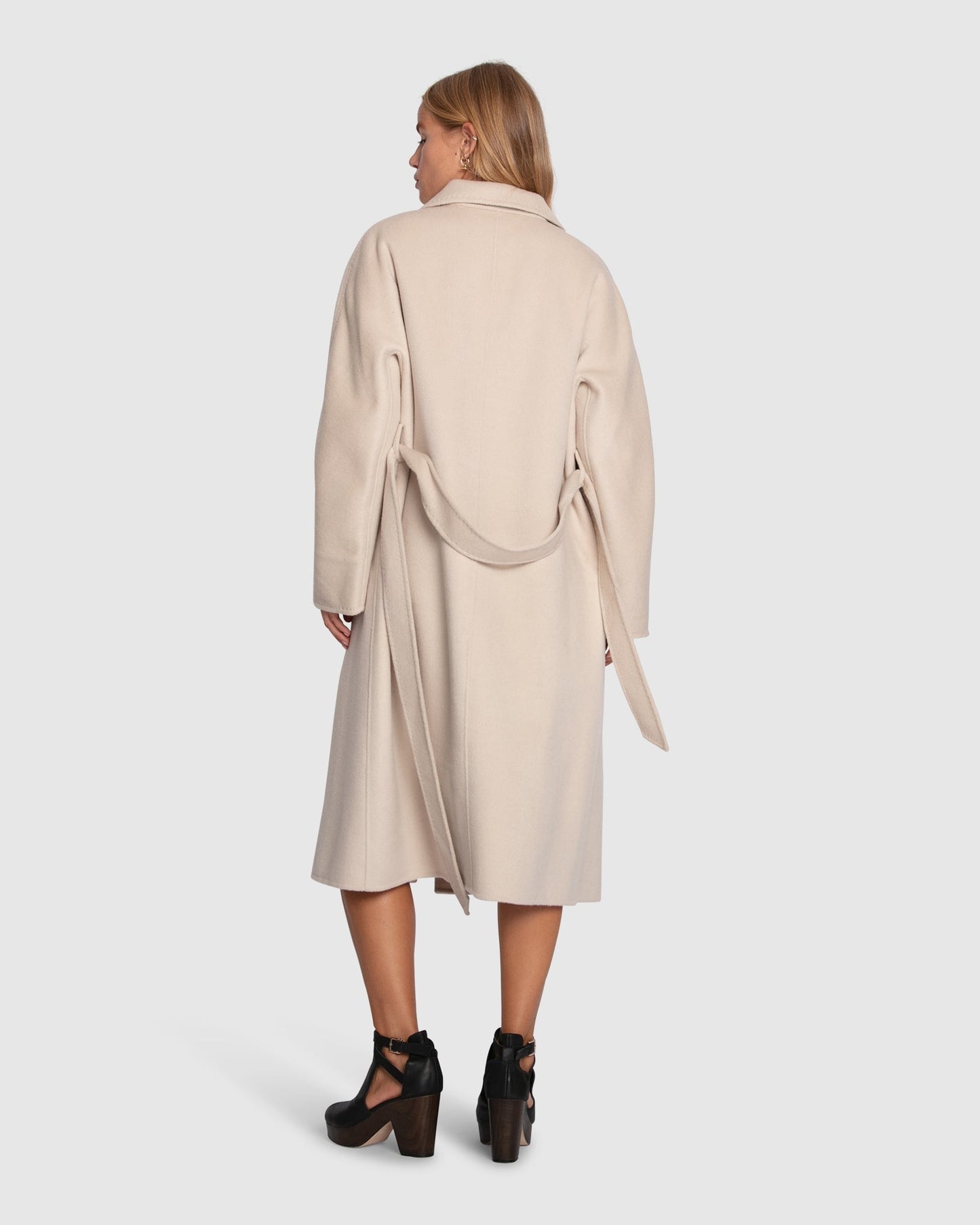 Real Love Wool Blend Double Breasted Maxi Coat- Pearl