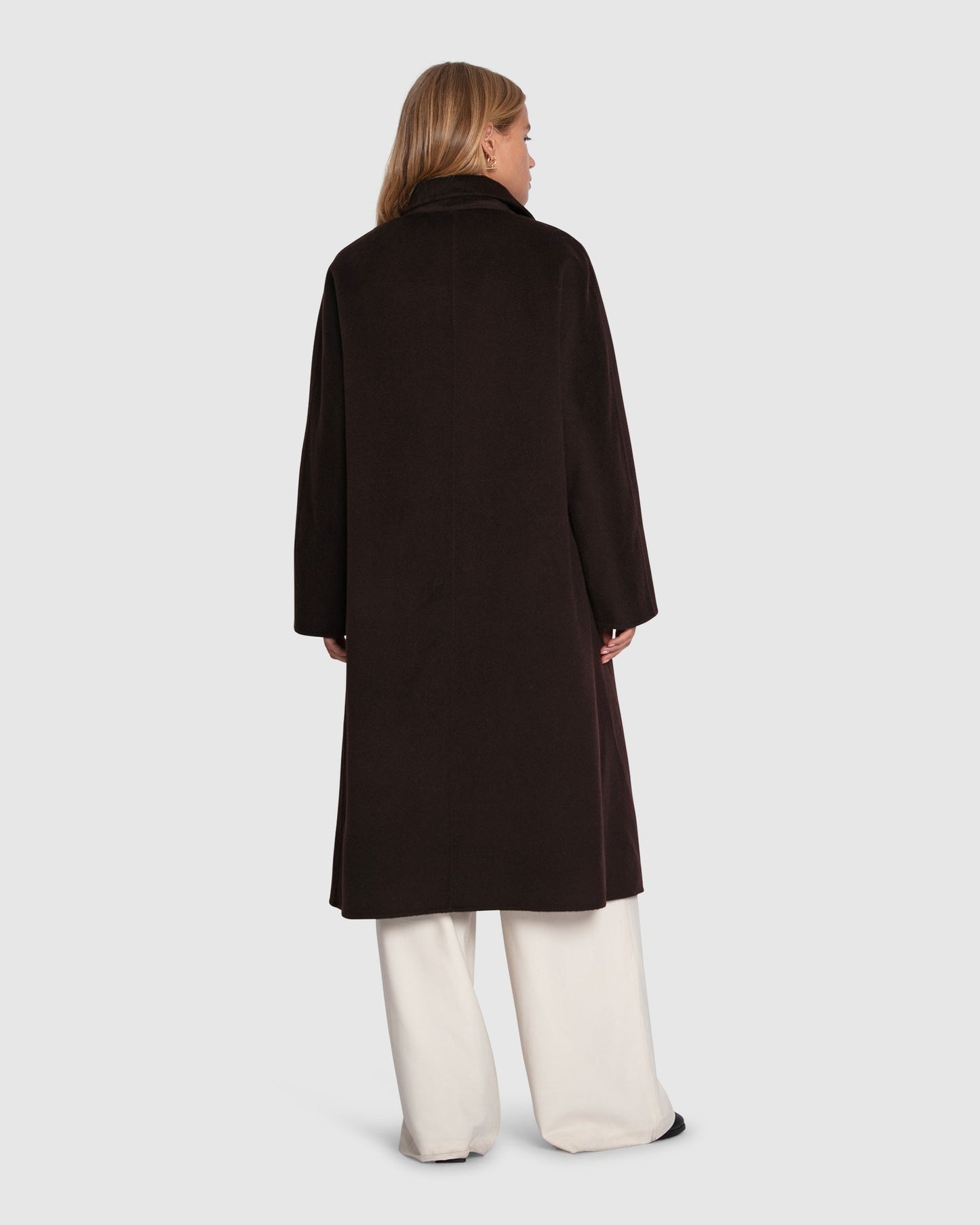 Real Love Wool Blend Double Breasted Maxi Coat - Chocolate