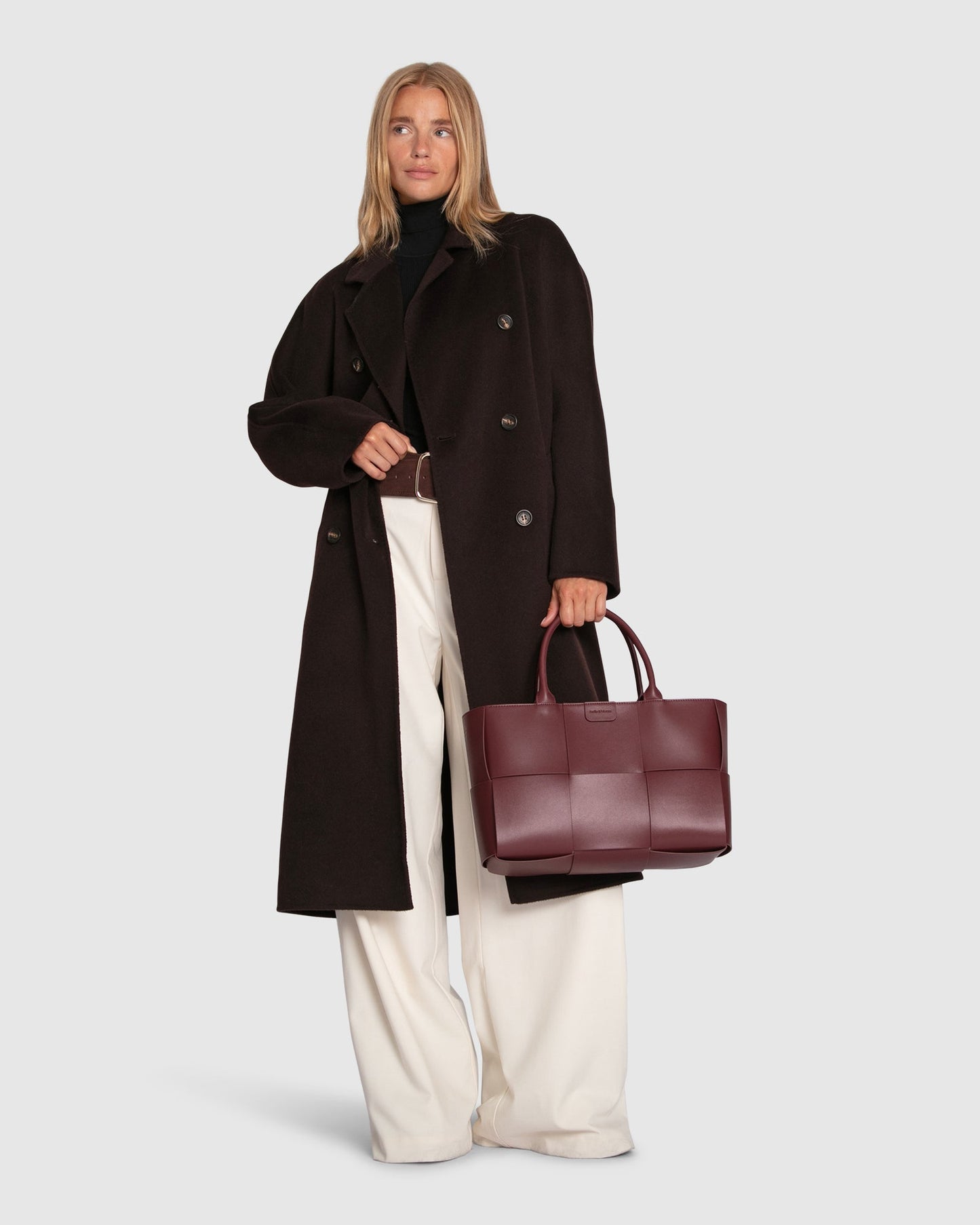 Real Love Wool Blend Double Breasted Maxi Coat - Chocolate