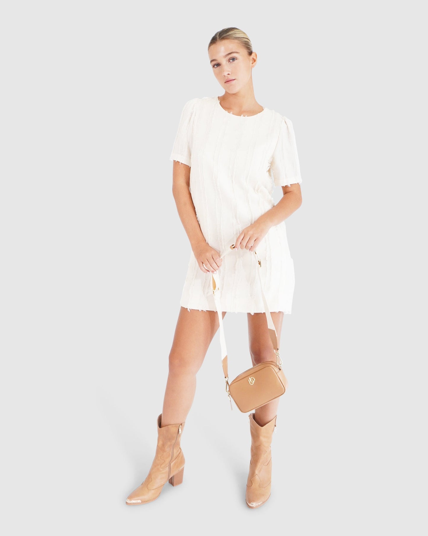 Star Child Textured Mini Dress - Off-White