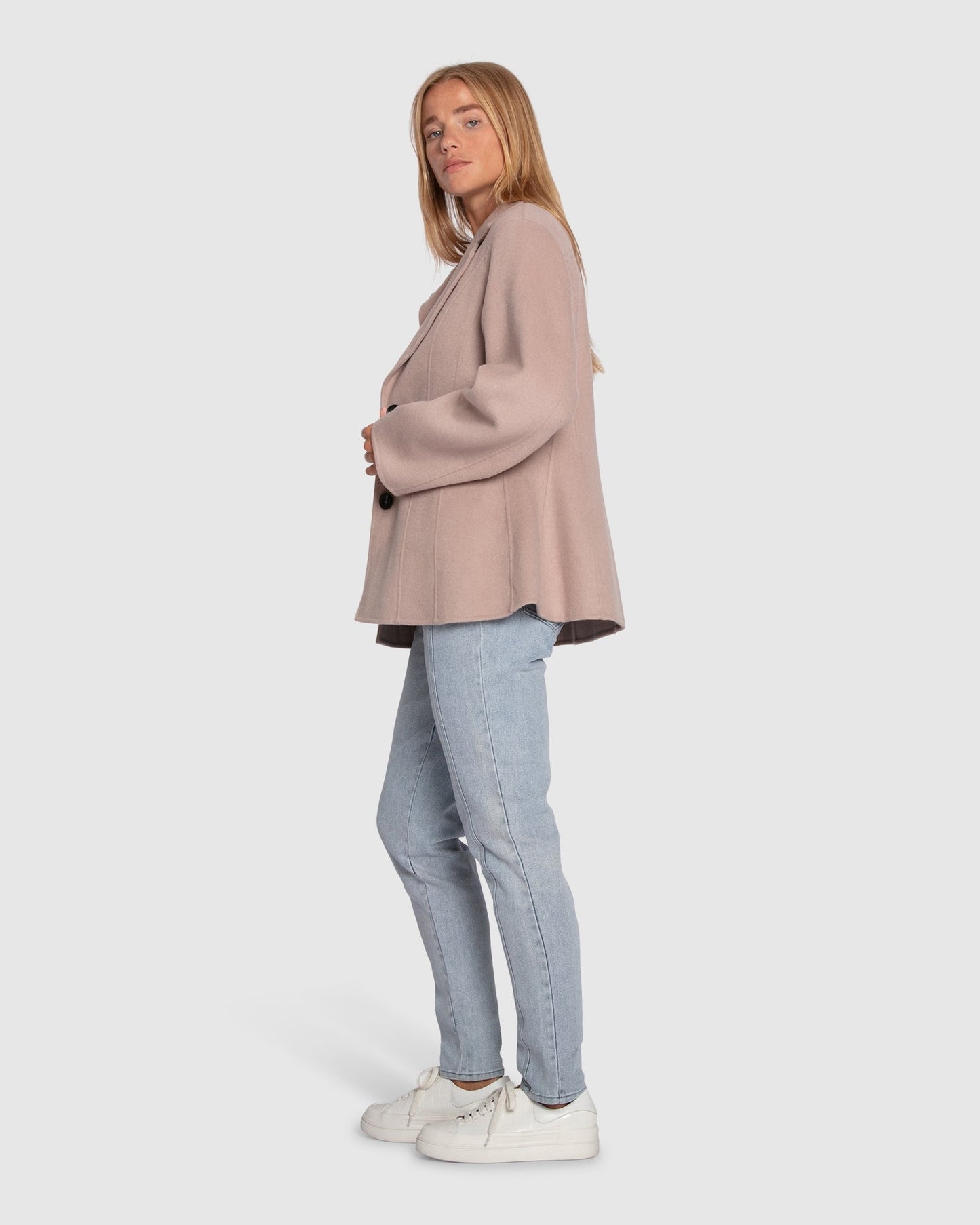 Stuck On You Wool Blend Cinched Waist Blazer - Sand