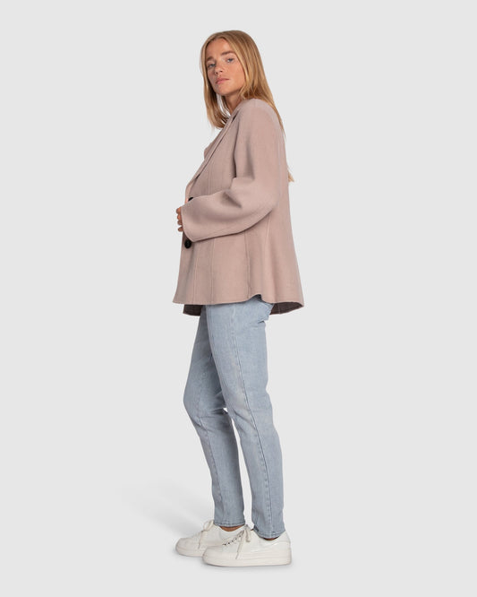 Stuck On You Wool Blend Cinched Waist Blazer - Sand