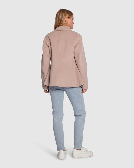 Stuck On You Wool Blend Cinched Waist Blazer - Sand
