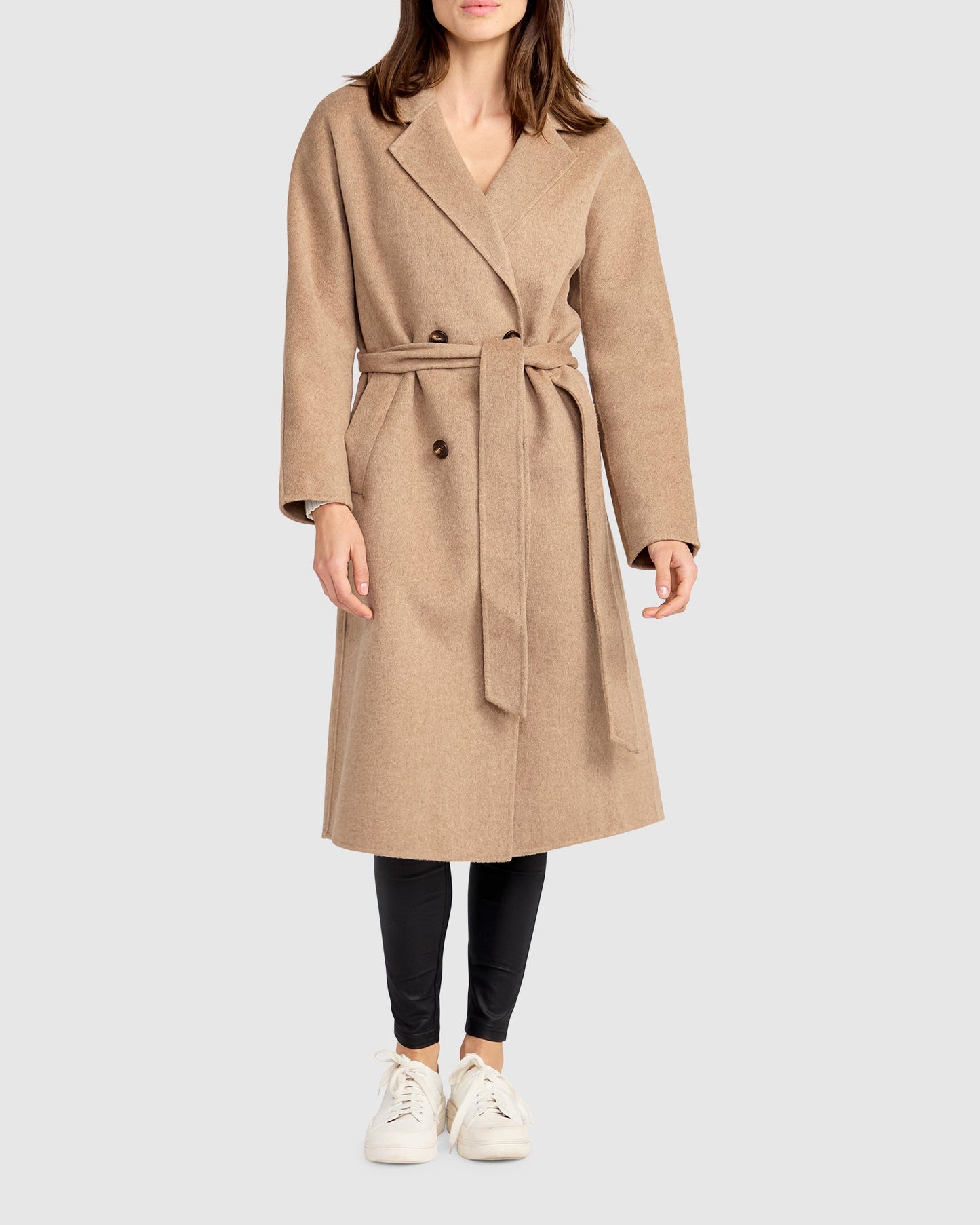 Standing Still Wool Blend Belted Coat - Oat