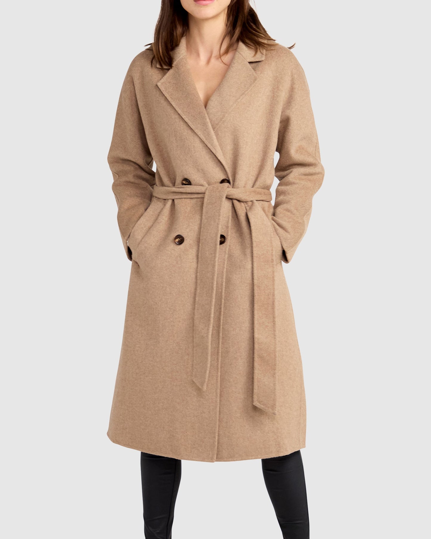 Standing Still Wool Blend Belted Coat - Oat