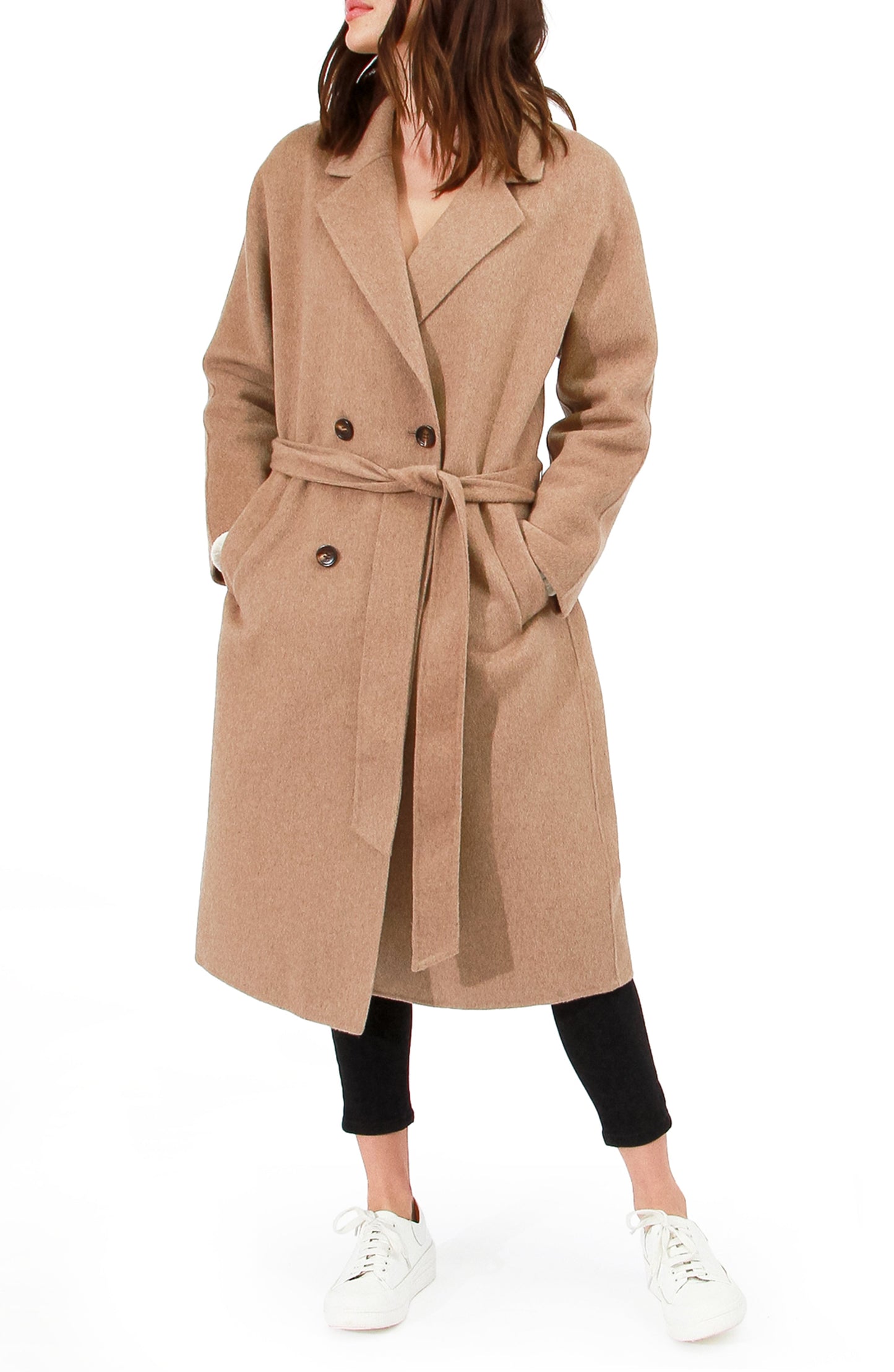 Standing Still Wool Blend Belted Coat - Oat