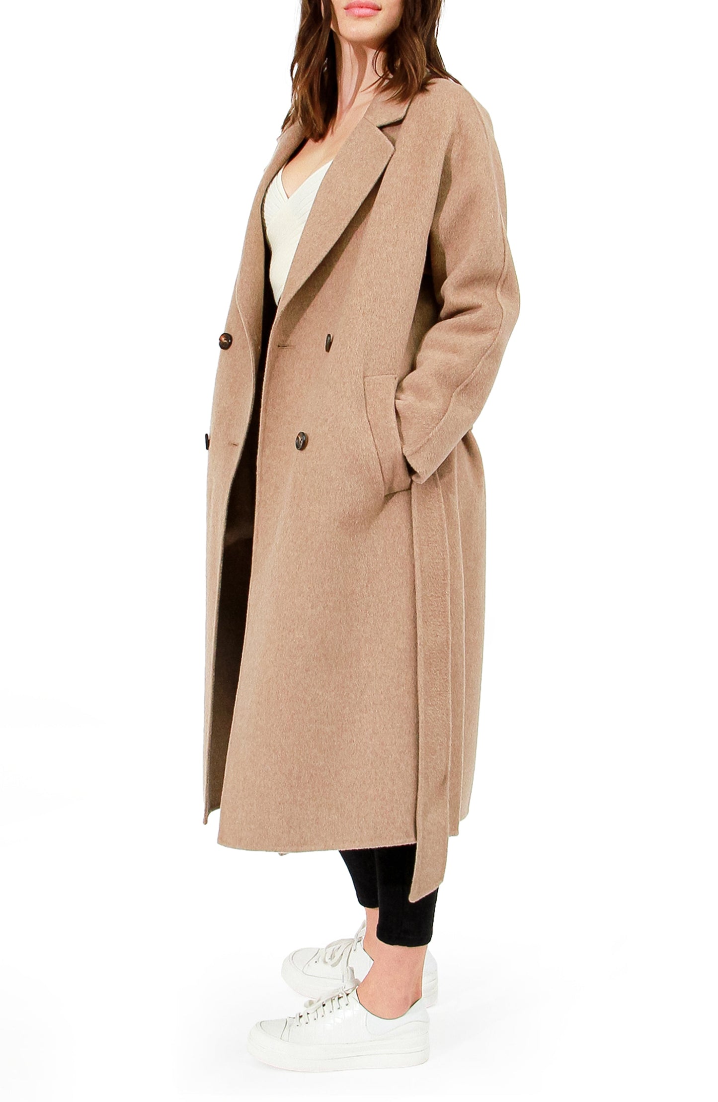 Standing Still Wool Blend Belted Coat - Oat