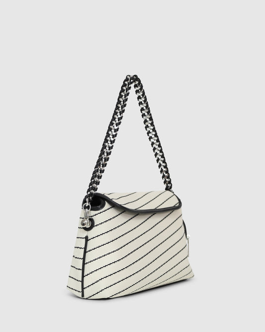 White/Black Elodie Day PU Bag with detachable, adjustable crossbody strap - alternate view