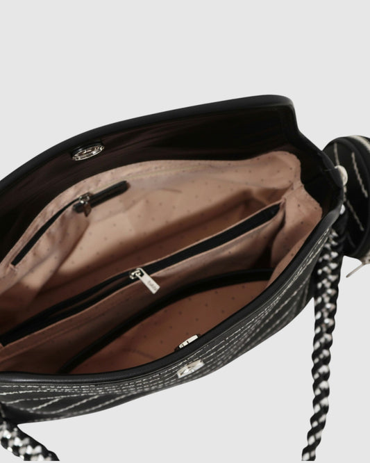 Black/White Elodie Day PU Bag with detachable, adjustable crossbody strap - alternate view