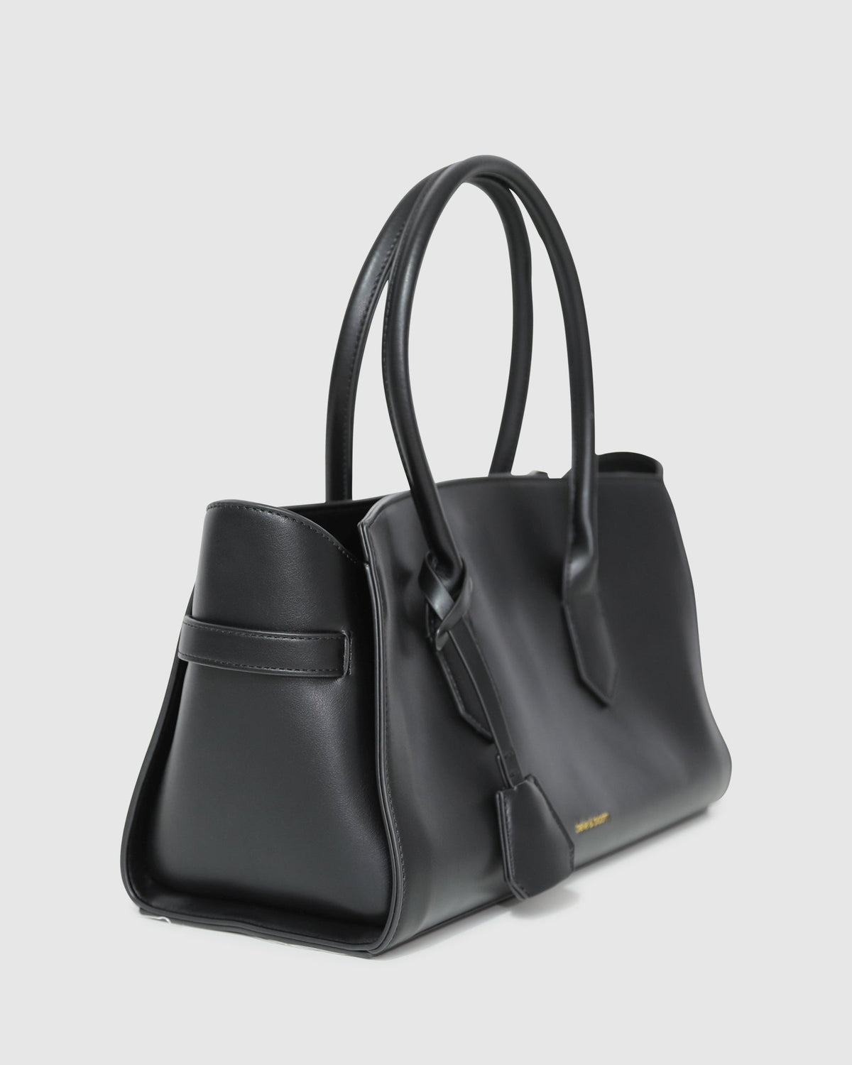 Black Stream Tote PU Bag with handle drop 20cm - alternate view