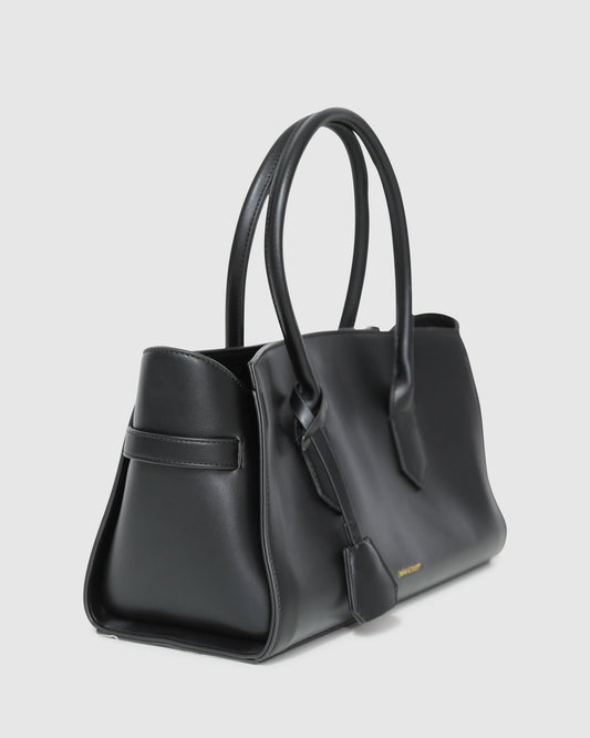 Black Stream Tote PU Bag with handle drop 20cm - alternate view