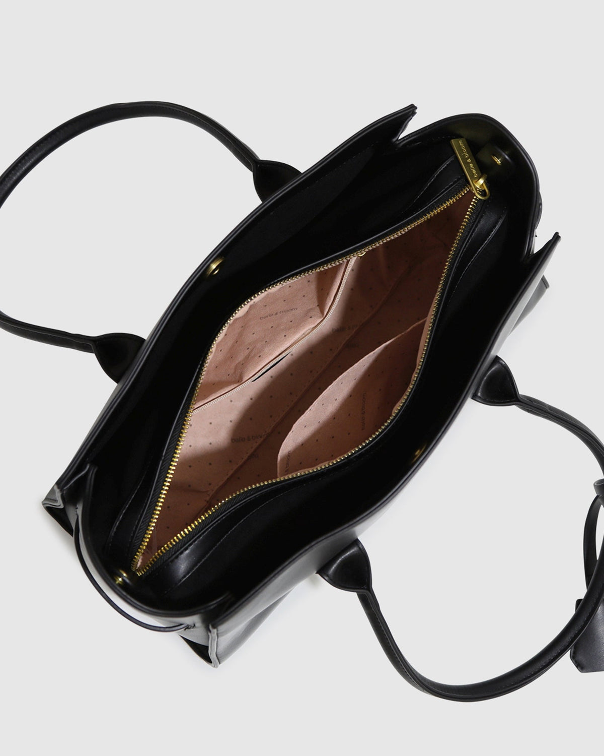 Black Stream Tote PU Bag with removable zip pouch - alternate view