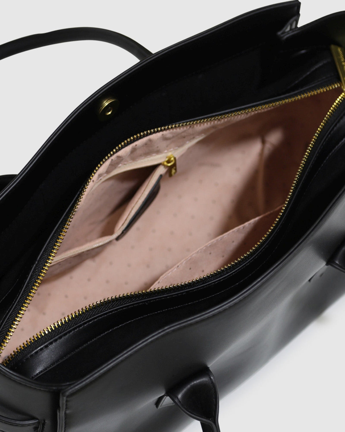 Black Stream Tote PU Bag with magnetic snap closure - alternate view