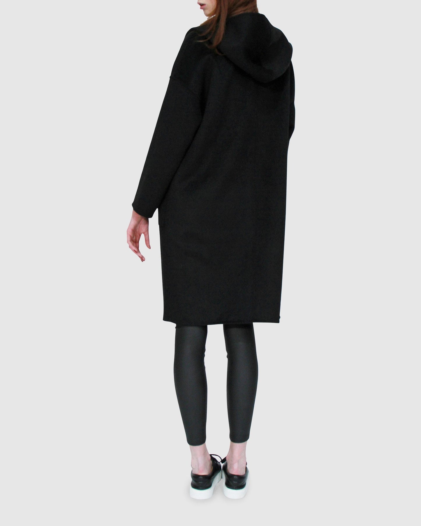 Sunday Morning Wool Blend Hooded Coat - Black