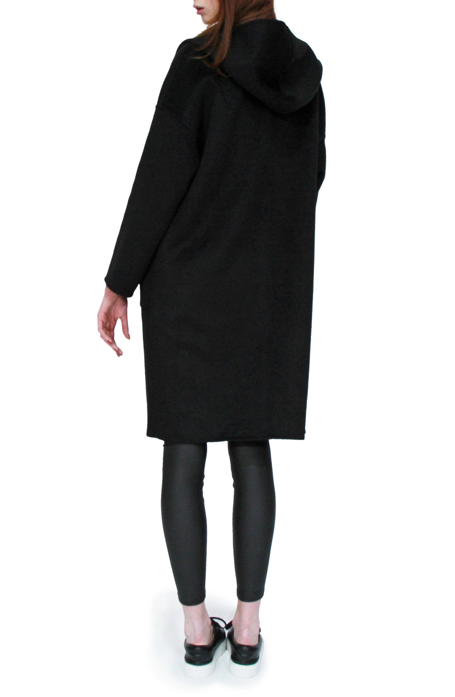 Sunday Morning Wool Blend Hooded Coat - Black
