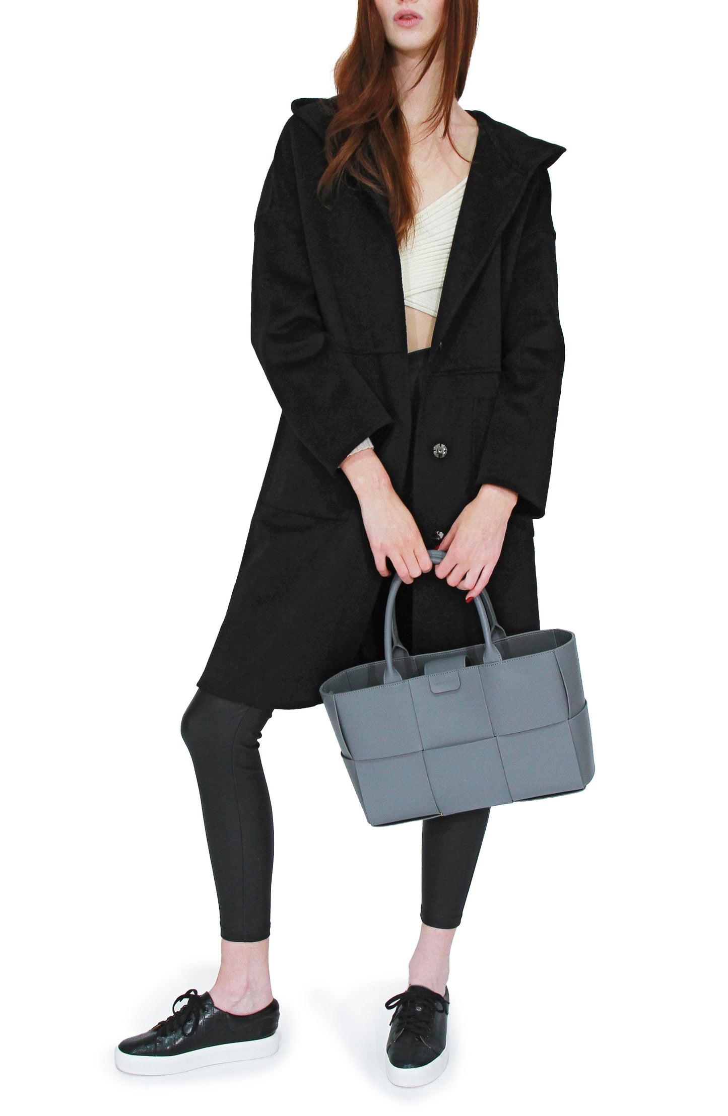 Sunday Morning Wool Blend Hooded Coat - Black