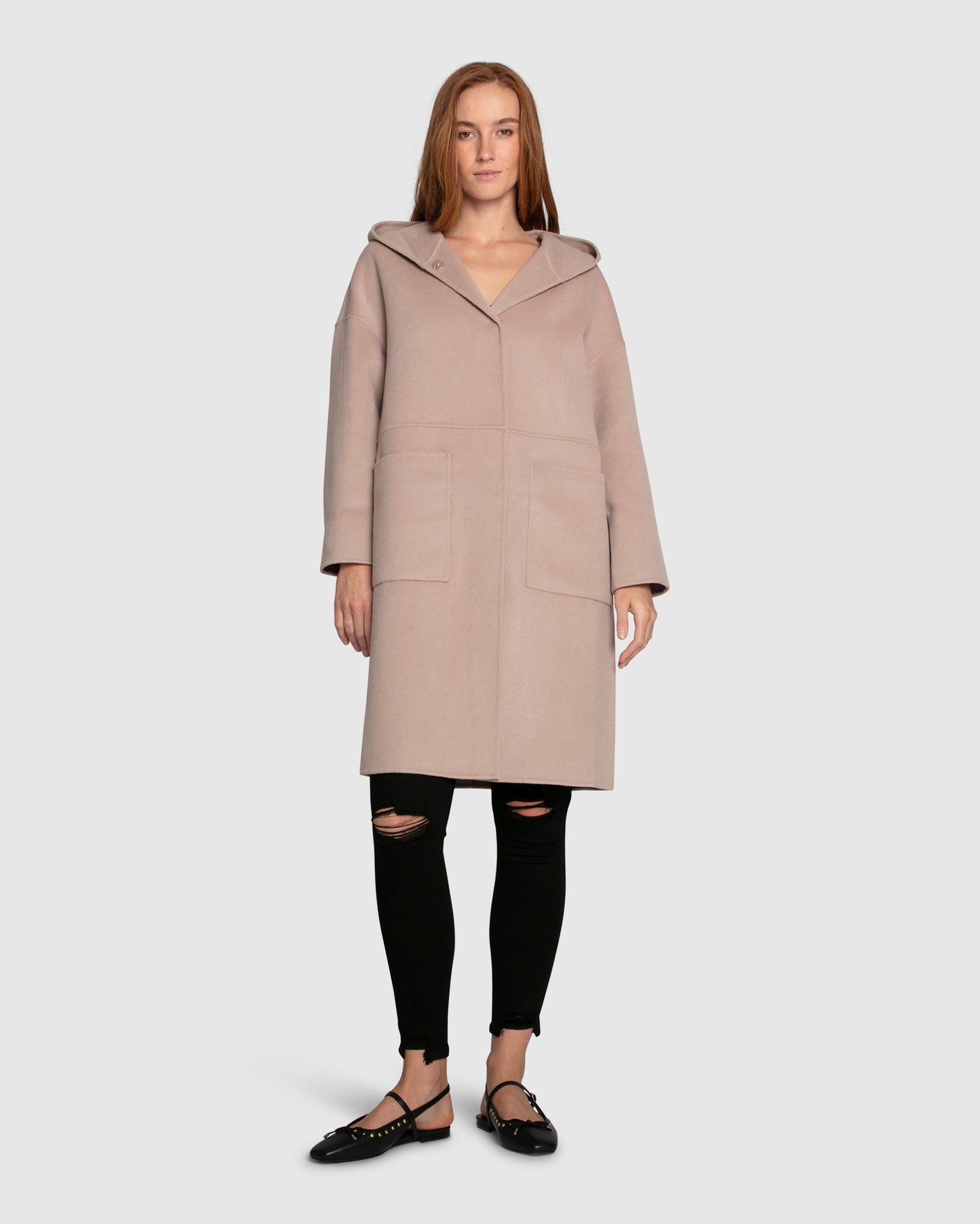 Sunday Morning Wool Blend Hooded Coat - Sand