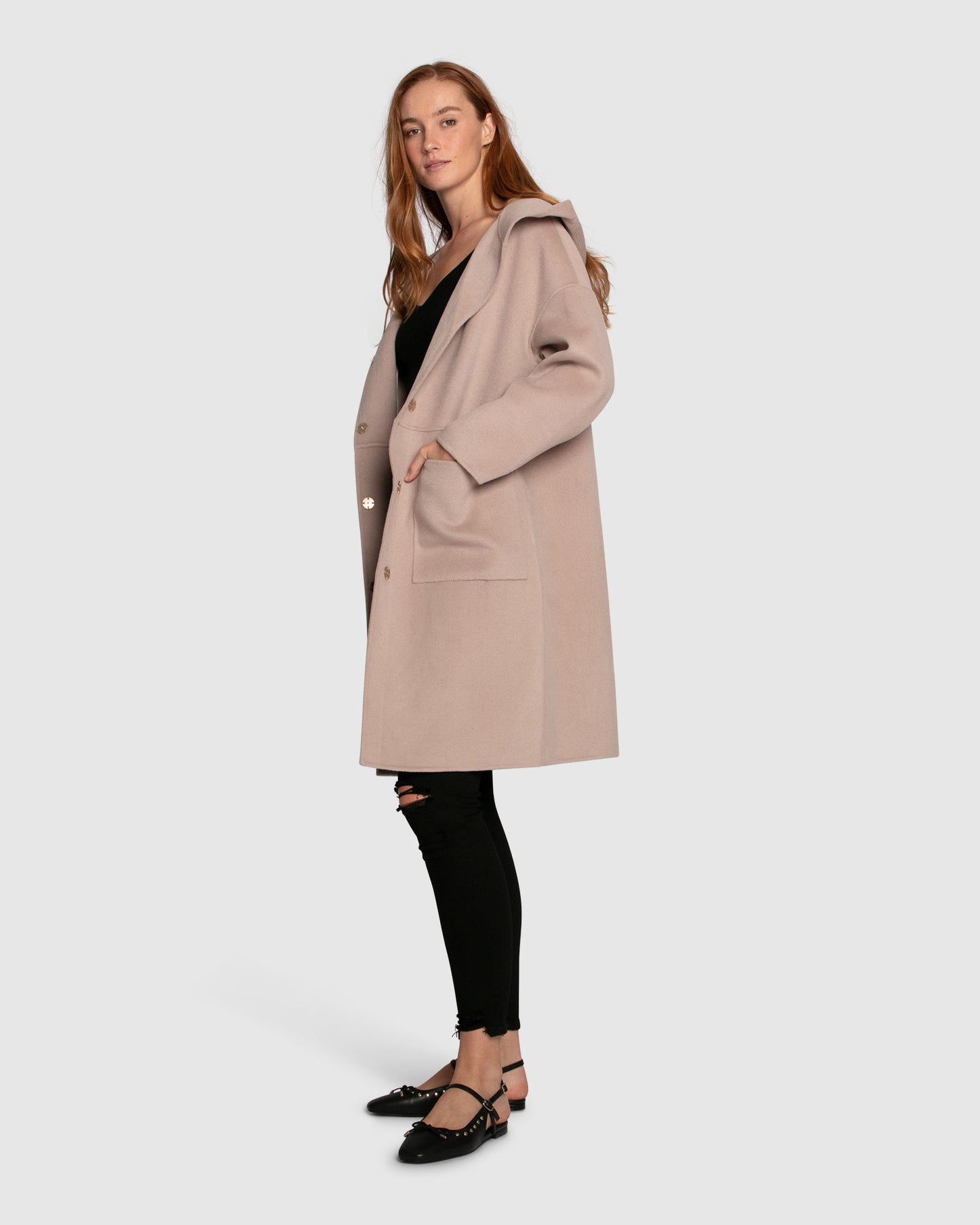 Sunday Morning Wool Blend Hooded Coat - Sand