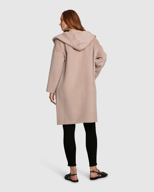 Sunday Morning Wool Blend Hooded Coat - Sand