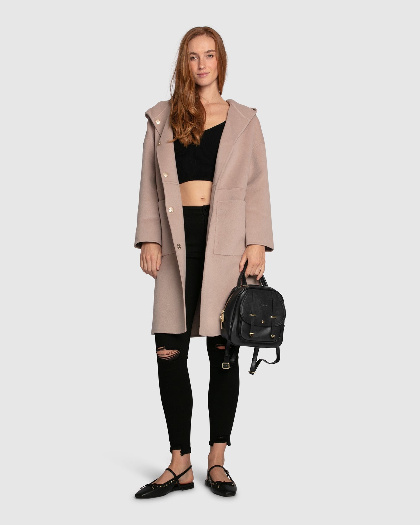 Sunday Morning Wool Blend Hooded Coat - Sand