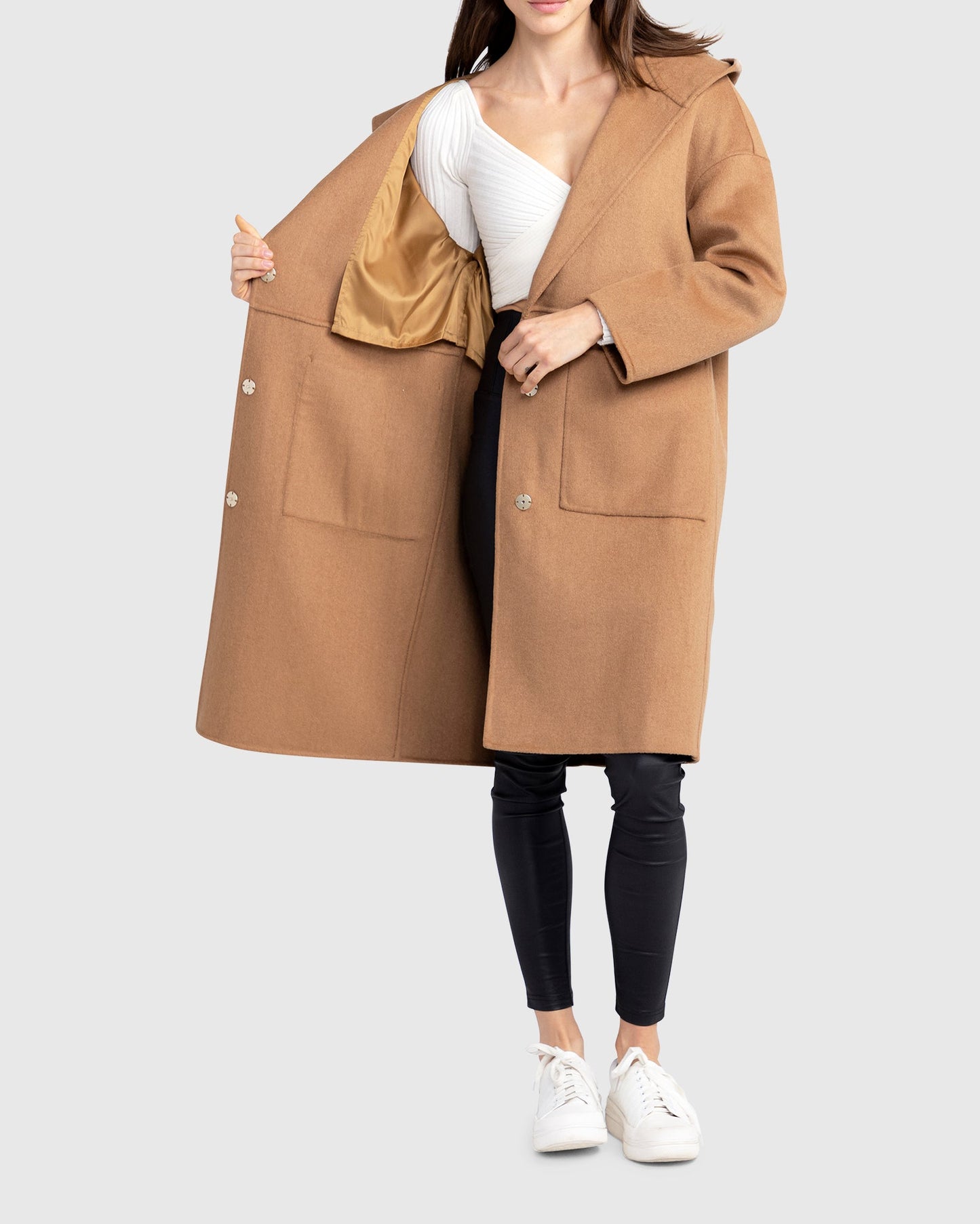 Sunday Morning Wool Blend Hooded Coat - Camel