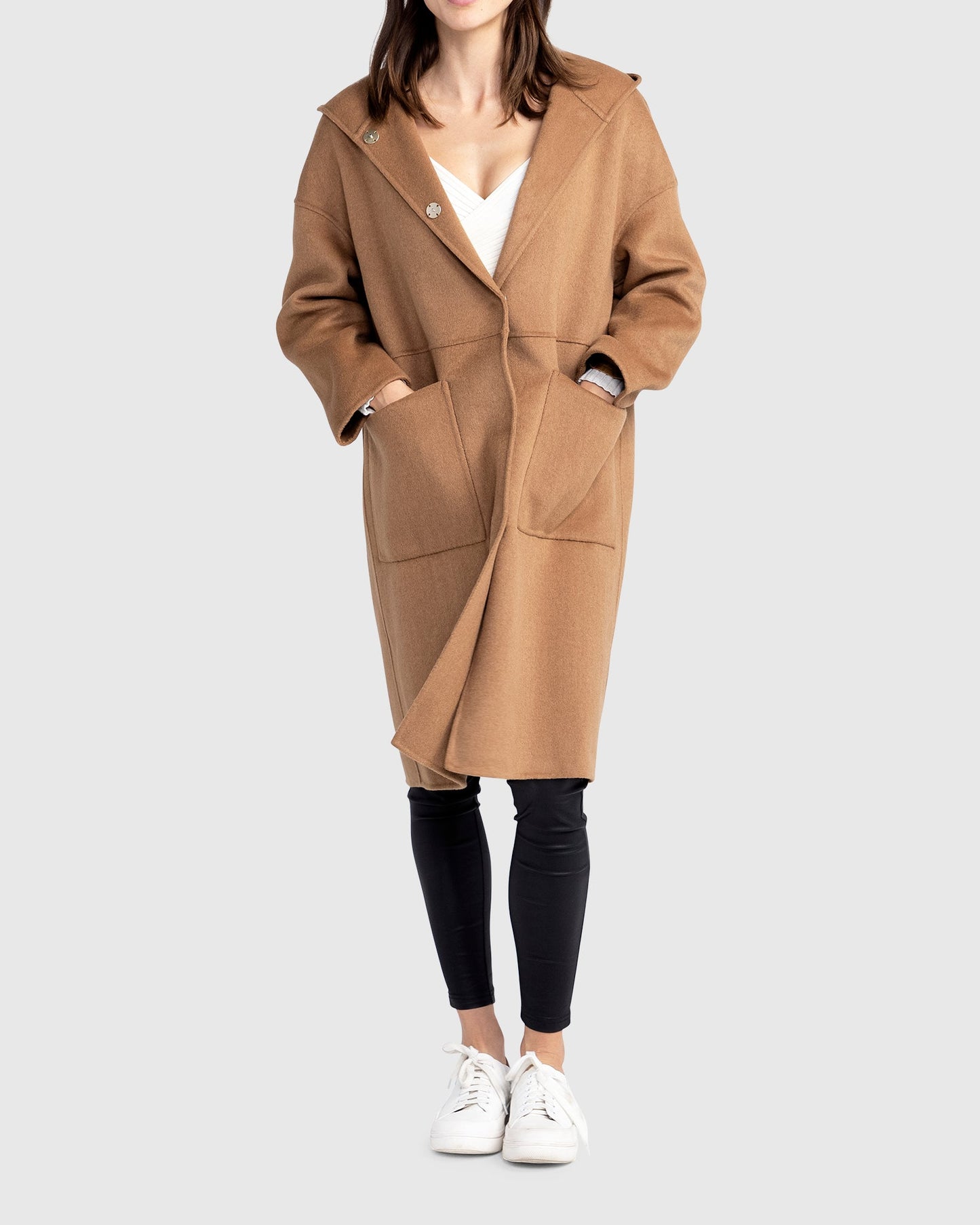 Sunday Morning Wool Blend Hooded Coat - Camel