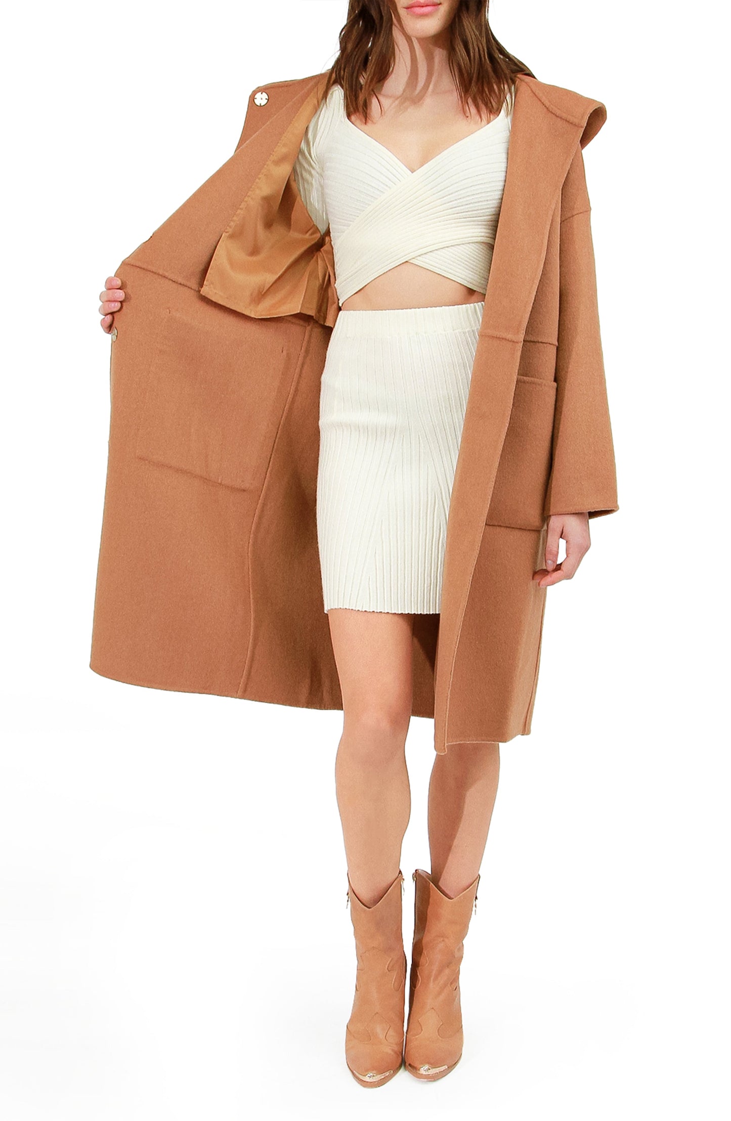 Sunday Morning Wool Blend Hooded Coat - Camel