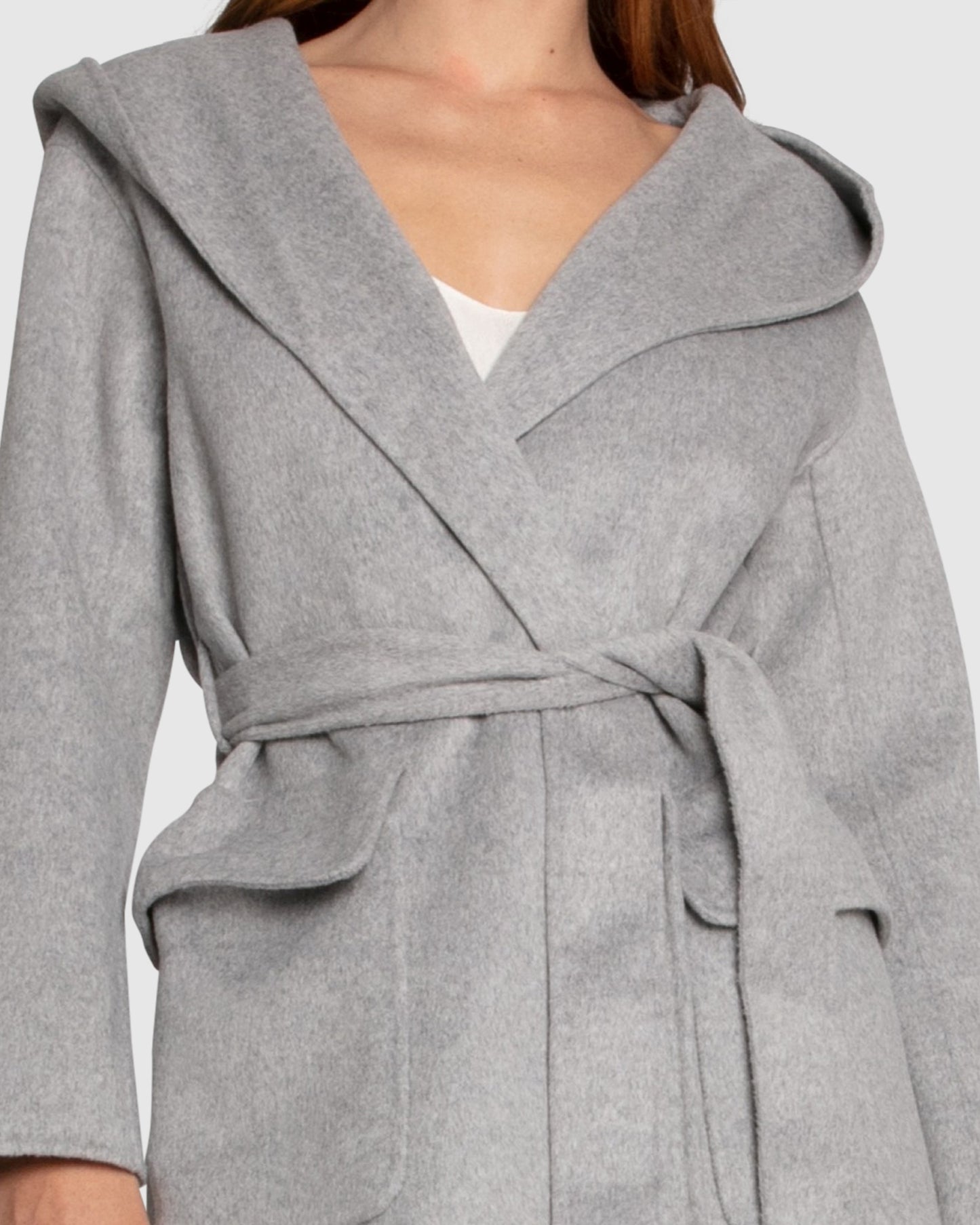 Sweet Escape Wool Blend Robe Coat - Grey Marle